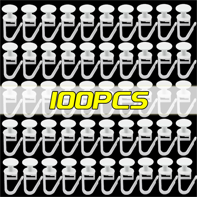 100/200PCS Gordijnrailhaken Wit Gordijnrail Plafondzweefvliegtuigen Set Plastic Afsluitbare Opvouwbare Ophanghaak voor Badkamer Slaapkamer: WHITE