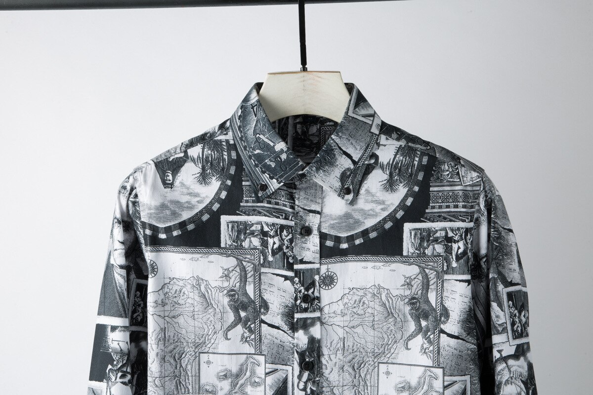 Minglu heren overhemd luxe digitaal bedrukt feest heren overhemden lange mouwen casual heren overhemden plus size 4xl slim fit overhemden heren