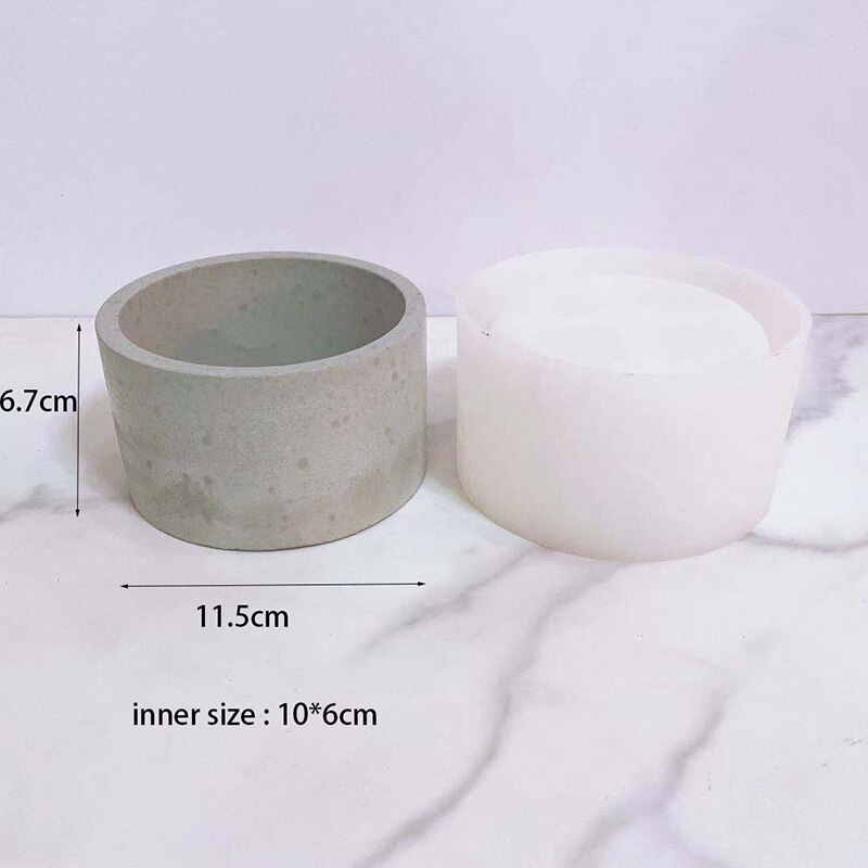 Moule de Pot de fleur en Silicone Jesmonite, grand moule de Pot rond de fleur de bougie en béton de pilier de multi-taille: 11.5x6.7cm