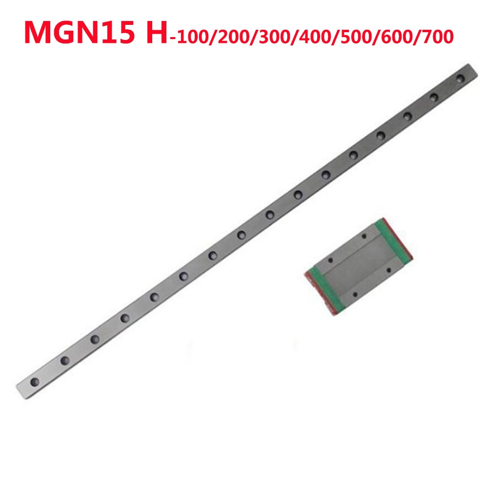 1PC Linear Guide Rail MGN15 Width 15mm Length 100 200 300 400 500 600 700 mm+ 1PC Linear Block MGN15H