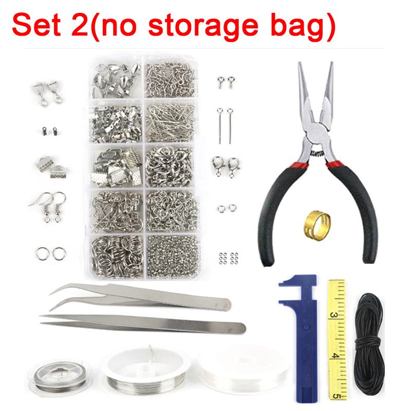 DIY Jewelry Making Supplies Kit Jewelry Repair Tools bag Kit with Pliers Silver Beads Jewelry Making Accessories DIY Craft