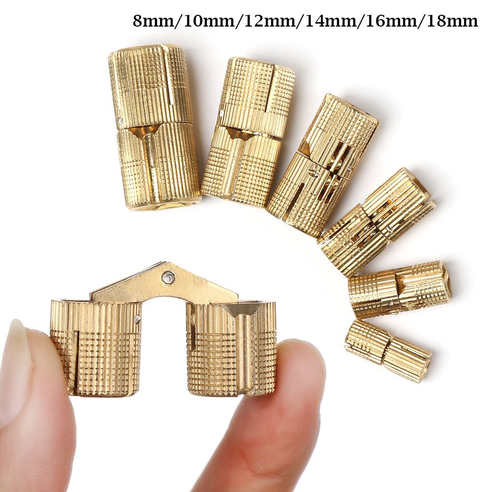 Charnières de meubles en laiton, armoire cachée cylindrique, charnières invisibles pour boîte de quincaillerie, 8-18mm, 8mm, 10mm, 12mm, 14mm, 16mm, 18mm