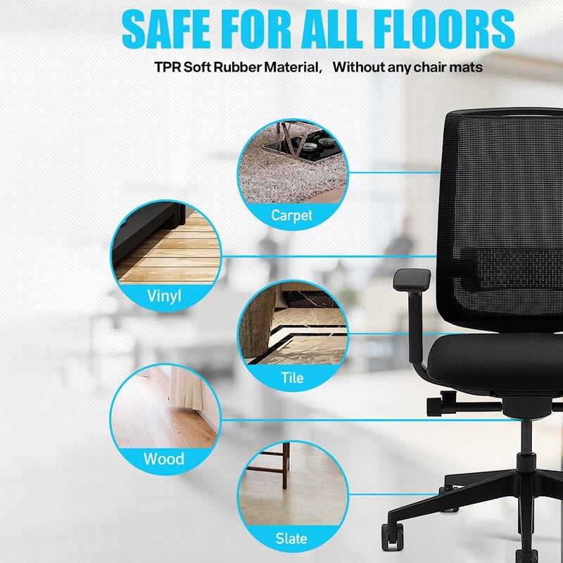 5pz TPR gomma morbida 2 pollici universale muto ruota sedia da ufficio ruota di ricambio girevole ruota in gomma mobili