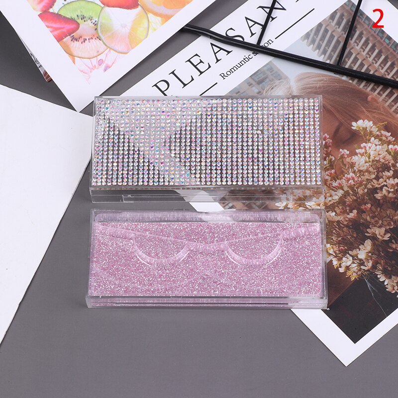 1pcs Popular 3D False Eyelashes Packaging Empty Lash Case Bling Glitter Eyelash Pull Box Diamond False Eyelash Packaging Box: N2