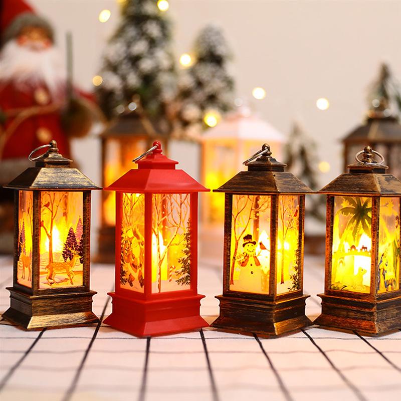 2Pcs Attractive Christmas LED Wind Lamp Night Lantern Desktop Adornment Wind Lantern Xmas Party Home Desktop