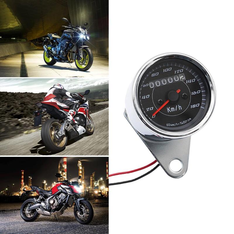 Motorcykel kilometertæller klassisk delikat universal 12v motorcykel retro led baggrundslys kilometertæller speedometer 0-180km/ h