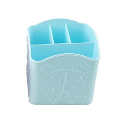 4 rum makeup børste holder bærbar tom plast børster holder neglepen boks opbevaring organizer beholder tilfældig farve: Blå