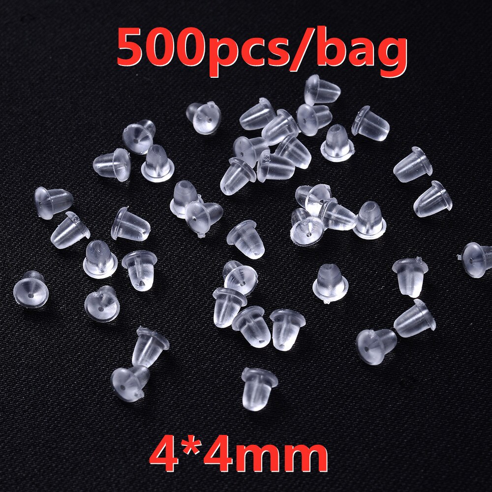 iYOE 500pcs Transparent Soft Silicone Rubber Earring Back Ear Stopper Clasp For Making Earring DIY Jewelry Findings: 4x4mm