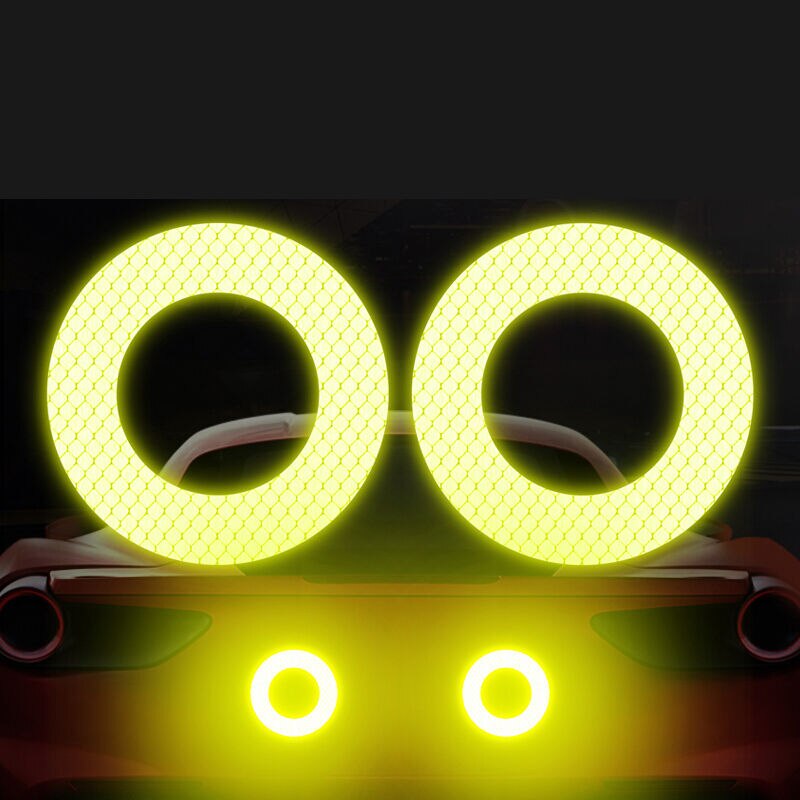 2 stk bil reflekterende klistermærke rund advarsel sikkerhedsmærke motorcykel auto dekoration reflektor strip udvendigt tilbehør klistermærker: Fluorescerende grøn