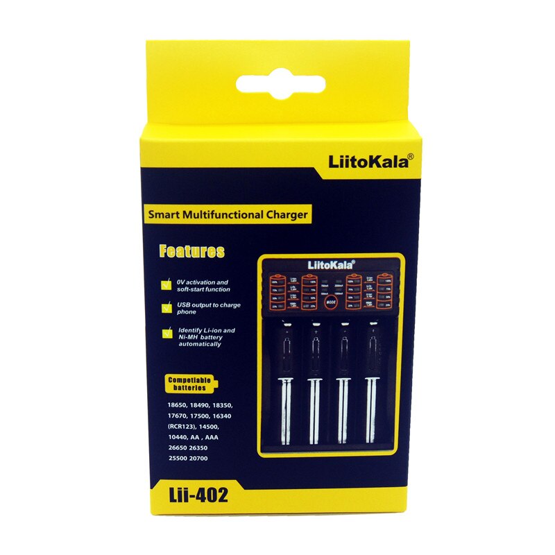 LiitoKala Lii-402 18650 acculader 1.2 V 3.7 V 3.2 V 3.85 V AA/AAA 26650 10440 14500 16340 18350 batterij smart charger