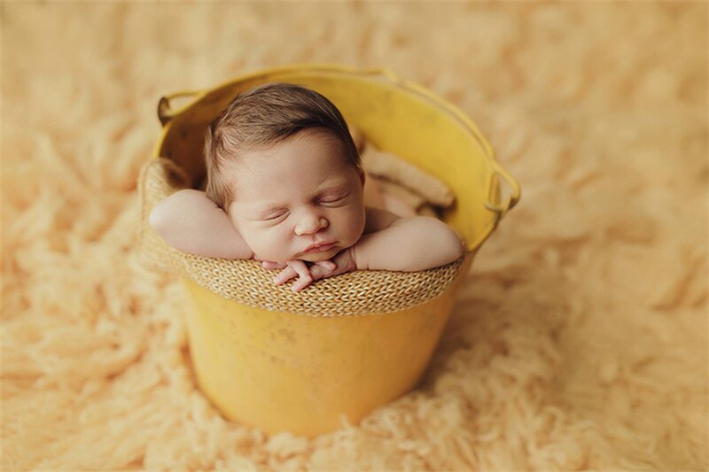 Dvotinst Newborn Baby Photography Props Vintage Iron Posing Bucket Retro Old Container Accessories Studio Shooting Photo Props