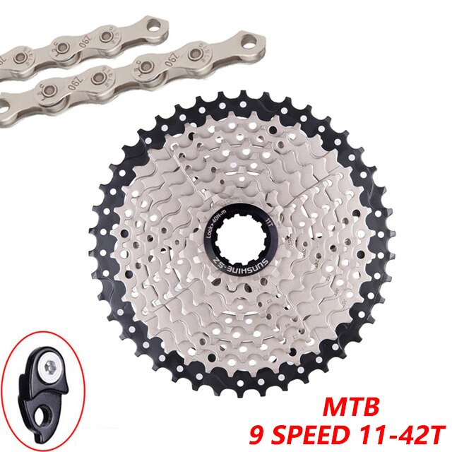 MTB Fahrrad 9 fach-gruppe 1X9 System 9S11-42T Kassette 9 Geschwindigkeit Schalthebel Schaltwerk Groupset für 9V k7 Berg fahrrad teile: 9s 42T-Kette