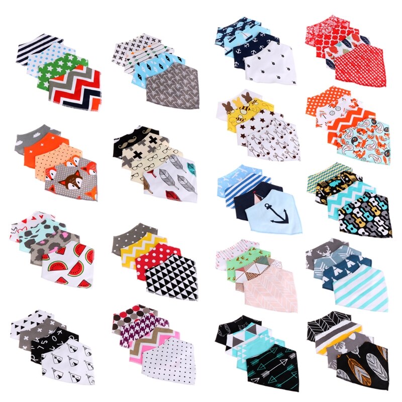 4 stuks baby unisex speeksel handdoek met kwijl driehoek bandana slabbetjes