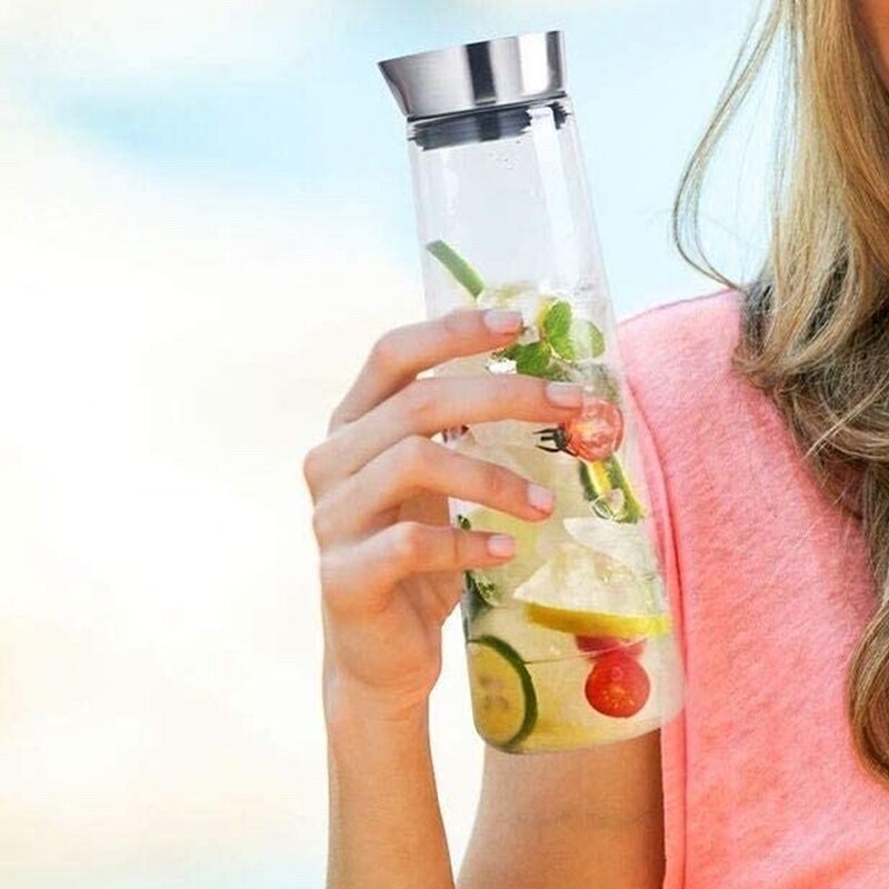 1L Glass Carafe with Lid,Borosilicate Glass Carafe,Juice Pitcher for Homemade Beverage/Ice Tea/Milk/Coffee