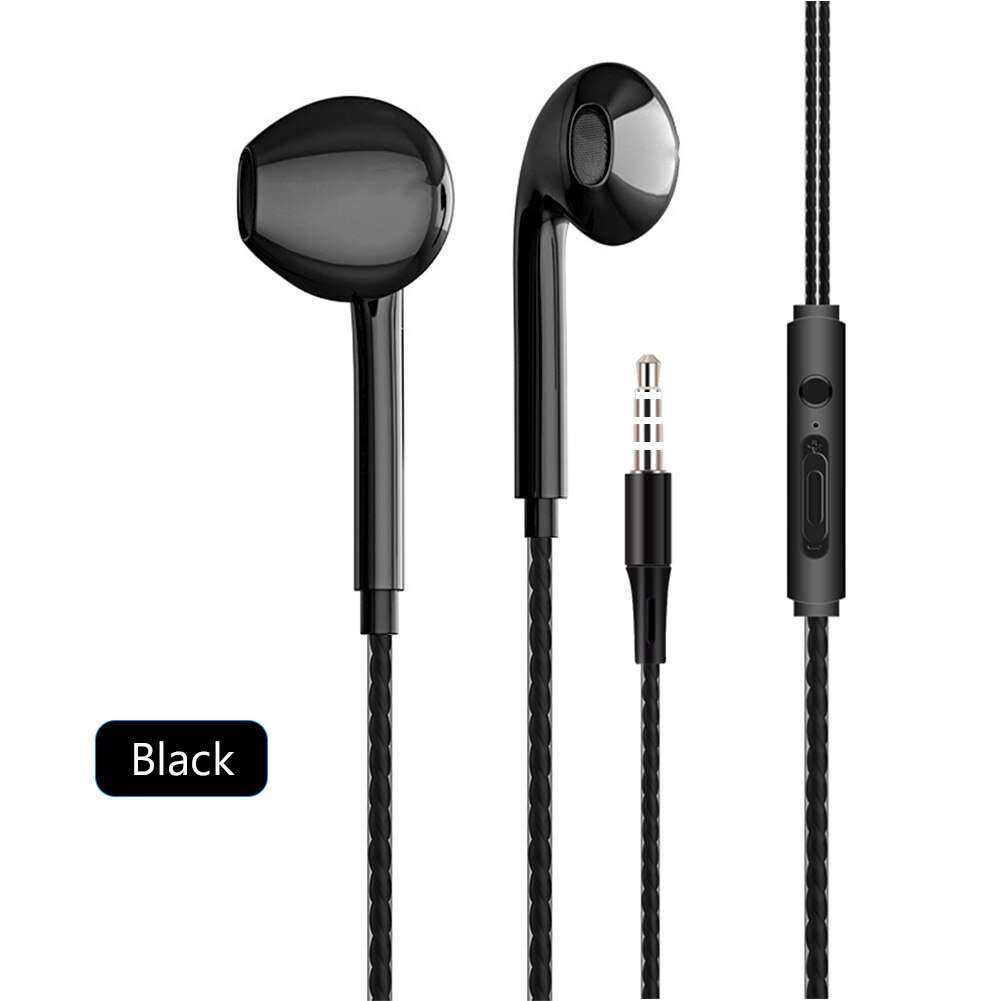 In-Ear Mobiele Wired Hoofdtelefoon 3.5Mm Sport Oordopjes Met Bass Telefoon Oortelefoon Draad Stereo Headset Met Microfoon Muziek sport Koptelefoon: Black