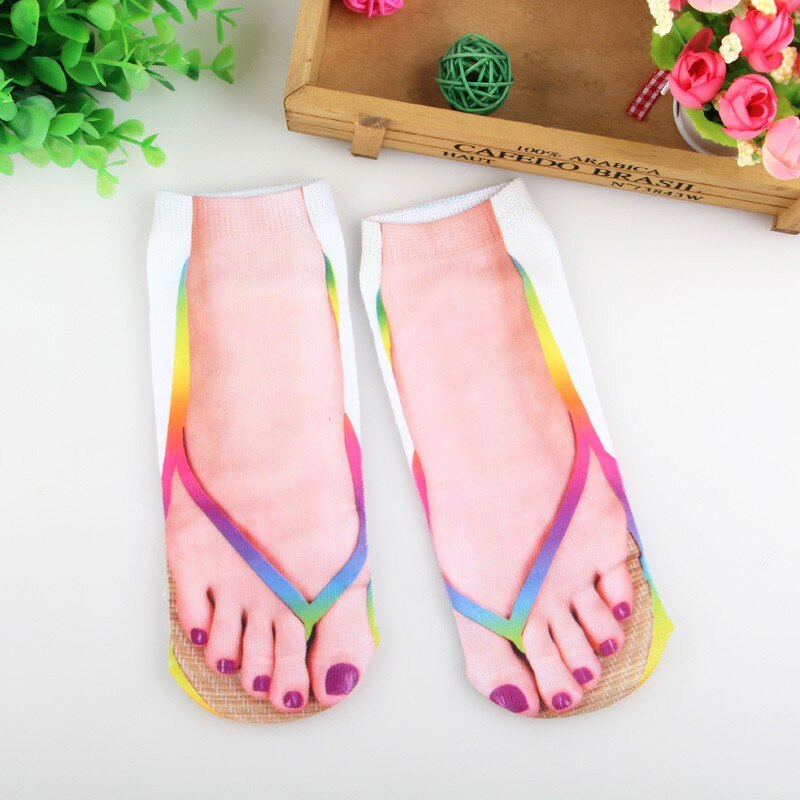 Calcetines con estampado 3D para chanclas, calcetines divertidos para pies, zapatillas, Camping, senderismo, correr, cómodos