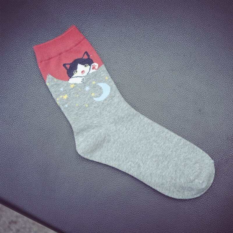 Vinter höst kvinnor i tubstrumpa japansk stil katt dam strumpor bomull 35-40 euro: 4