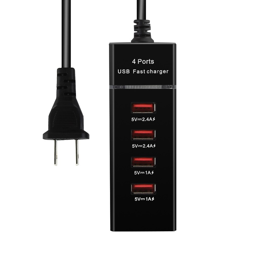 Portable 4 Ports USB Hub Charger Desktop Wall Charger AC Power Adapter EU/AU Plug Slots Charging Extension Socket Outlet: DZ0023-US