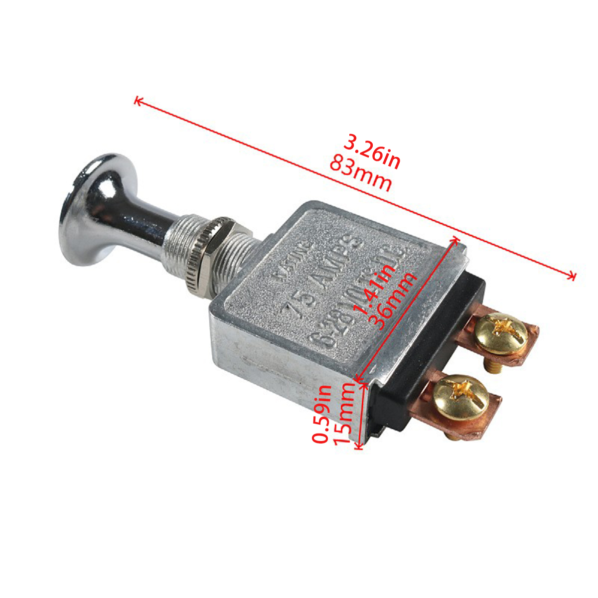 Zwaar uitgevoerde push-pull-schakelaar aan/uit 75 AMP 6-28V DC 2 posities spst aan/uit voor auto's, vrachtwagens