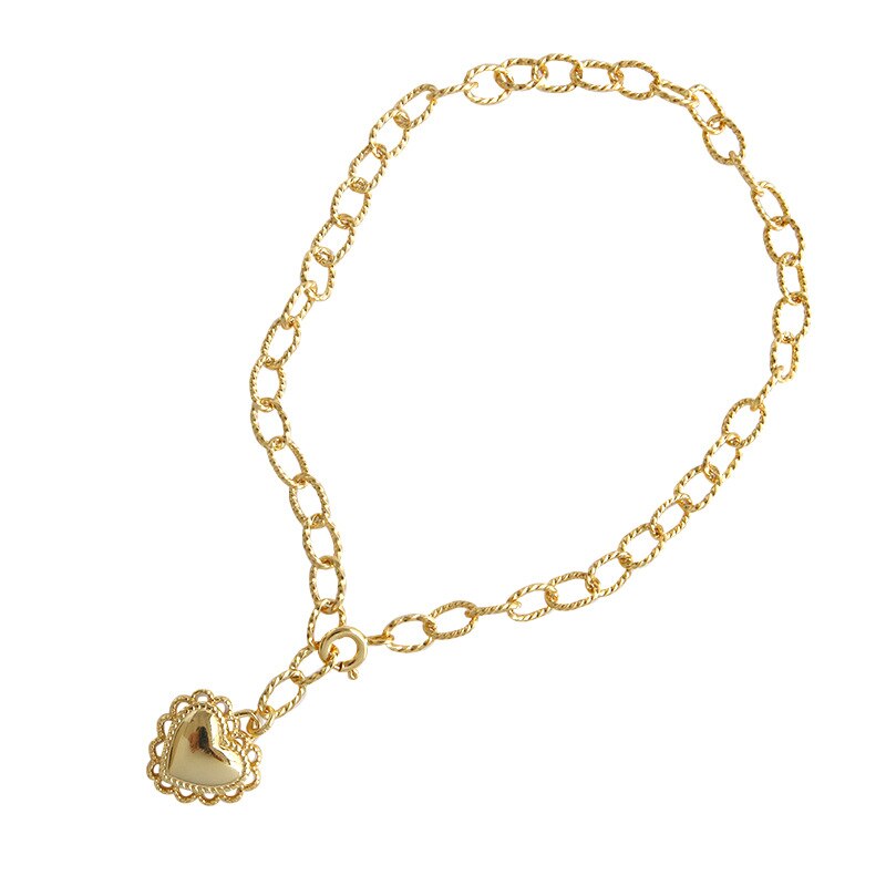 925 puur zilveren enkelbandjes temperament persoonlijkheid wilde zilveren ketting decoratie liefde xinxin vorm ketting vrouwelijke enkelbandjes: Default Title