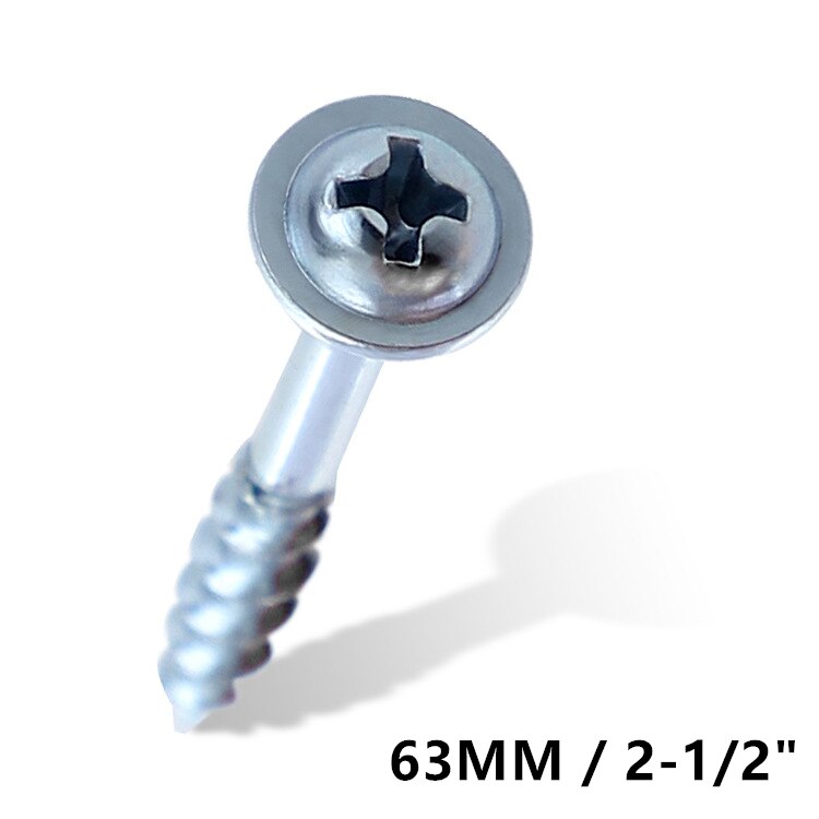 100pcs Pocket Hole Screws Galvanized 25-63mm Cross Self Tapping Screw ST4 Drive Screw for Pocket Hole Jig System Tool parts: 63mm