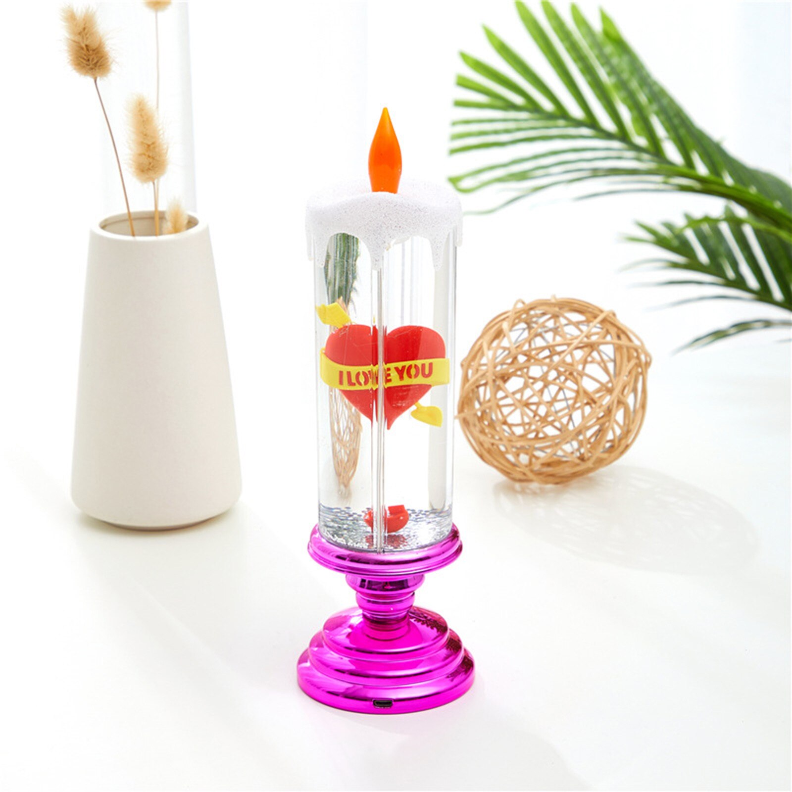 300ml Led Candles Rotating Color Changing Glitter Led Candles Flameles Romantic Crystal Candle Light Home Party Decoration#T2: N