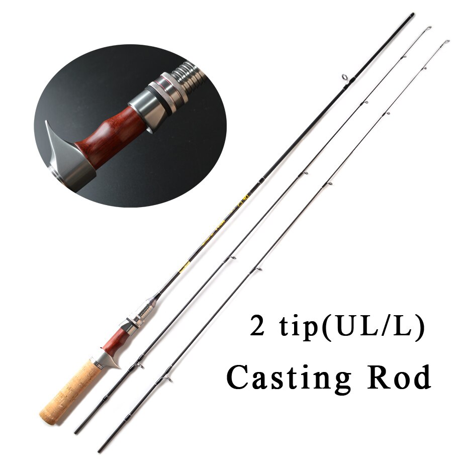 TOMA Fishing Rod Carbon Spinning Rod Casting Red wood 1.8m Power UL L 2 Sections Ultralight Lure Fishing Rod Tackle: Dark grey