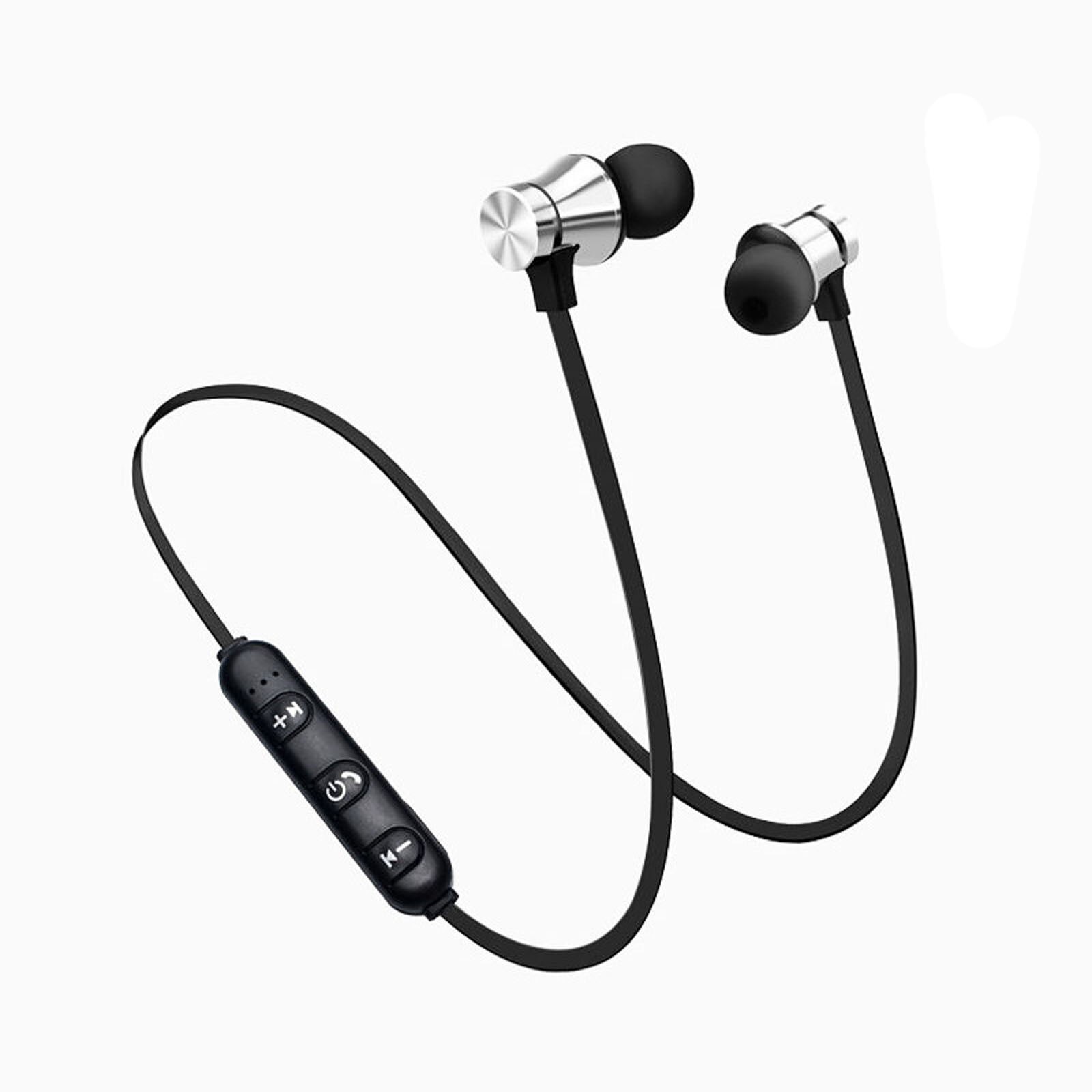 Bluetooth Stereo Earphone Headset Wireless Magnetic In-Ear Earbuds Headphone Handsfree Earbuds Headphones For All Phones: Silver 