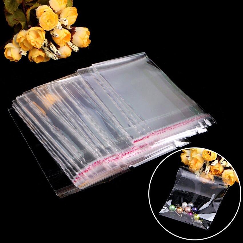 100pcs Plastic Thick Clear Transparent OPP Self Adhesive Seal Bag Resealable Poly Bags Bakery Cookie Cards Making OPP Bag