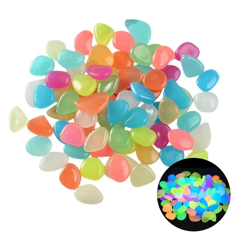 QX2E Luminous PebbIes 100 Pieces Luminous PebbIes Luminous Stone Aquarium Colourful Luminous PebbIe Walkway Decorations Stone: Color mixing