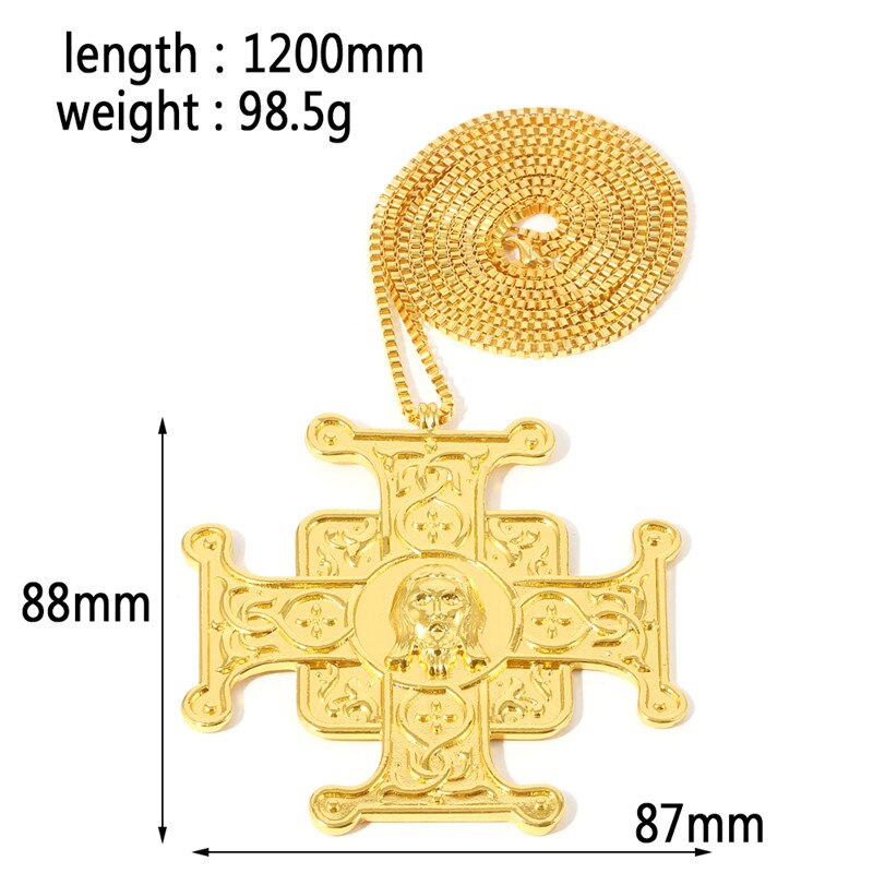 Ortodokse kirke herlighed konge jesus kors kæde gammel guld farve kristendom vedhæng halskæde smykker kristen