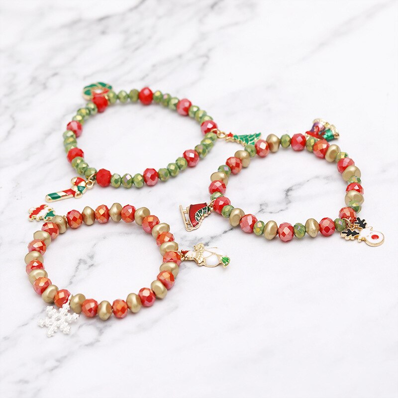 DoreenBeads Christmas Dainty Bracelets Delicate Beaded Bracelet Jewelry For Christmas Party Kids ,1 PC