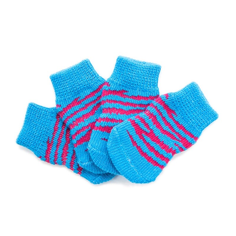 4 unids/set Cute Puppy Dog Shoes calcetines de algodón de punto antideslizantes para perros pequeños y medianos Puppy calcetines para caminar Paw Protector ..: MR / L