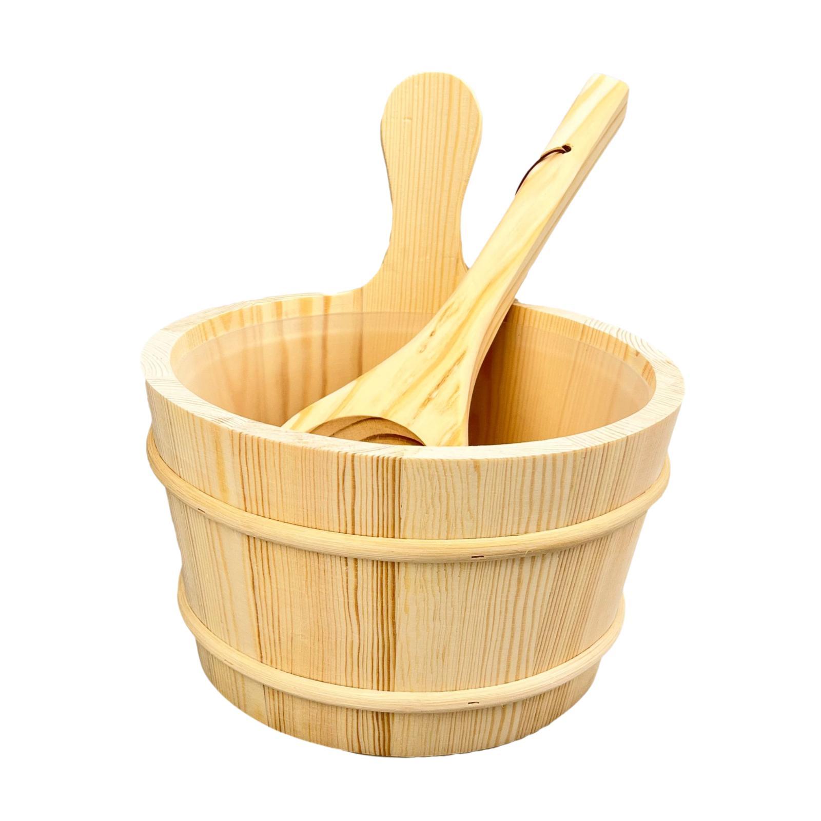 Conjunto de balde de madeira para sauna 5 L portátil premium multiuso balde de chuveiro sauna