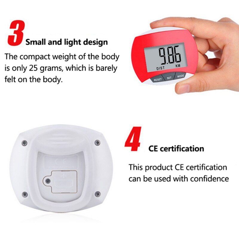 Multifuntion LCD Belt Clip Digital Pedometer Waterproof Walking Steps KM Distance Calories Counter Digital Pedometers Fitness