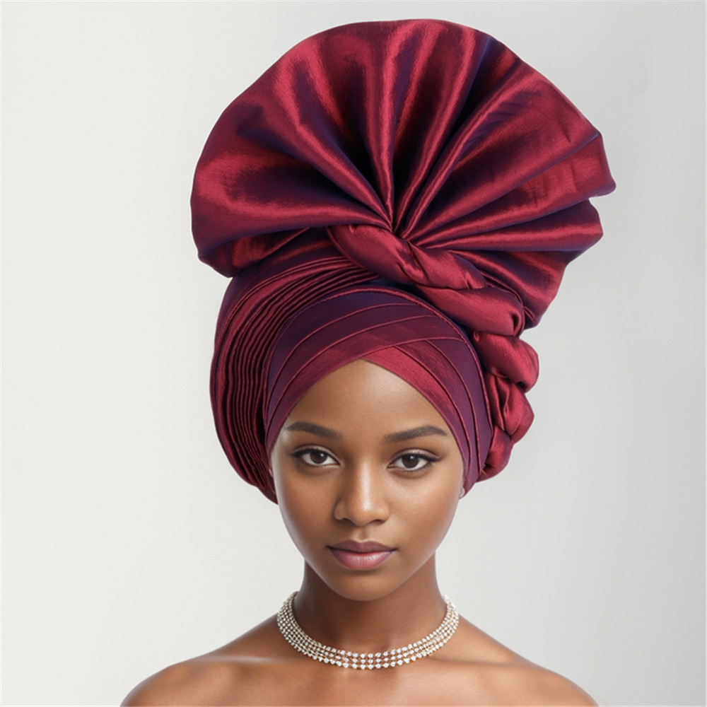 Afrikanische Auto Gele Headtie Nigeria Frauen Kopf wickelt Hochzeit Party Kopfschmuck Frauen Turban Kappe: dunkel ingwer