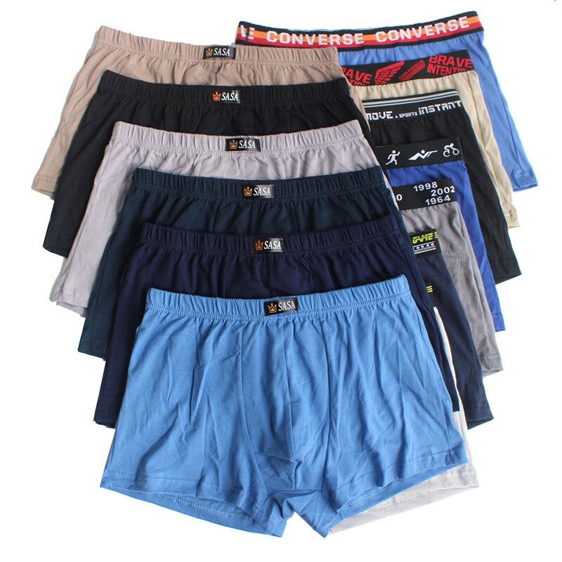 6pcs Men Boxer Underwear Cotton Boxers Panties Comfortable Mens Underpants Sexy Solid Cuecas Trunks Brand Shorts Men Boxer 4XL