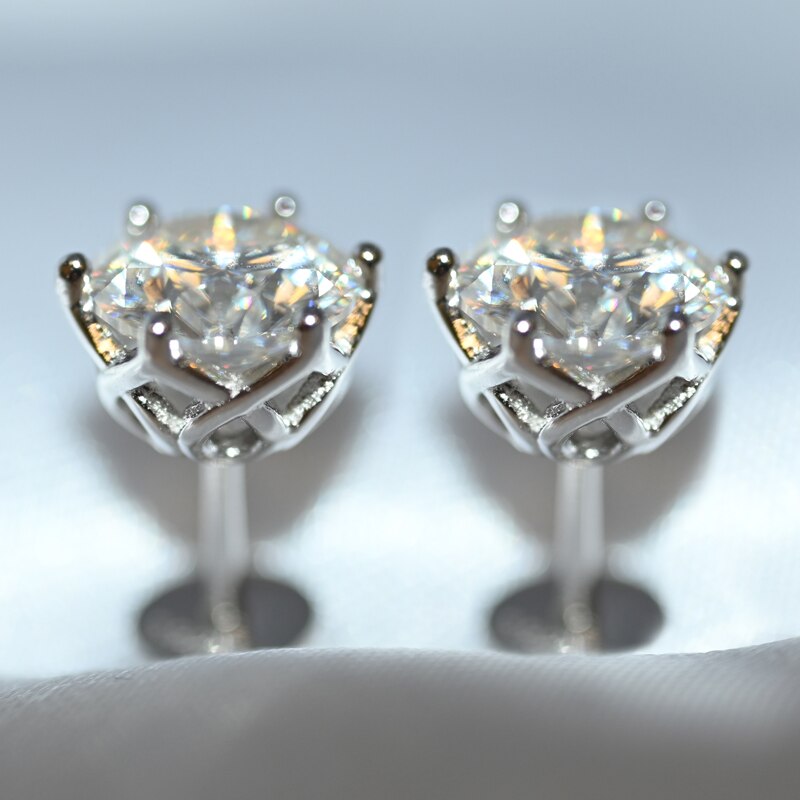 Oevas real 0.5-1 carat d color moissanite øreringe til kvinder top 100% 925 sterling sølv mousserende bryllupssmykker: 1 karat