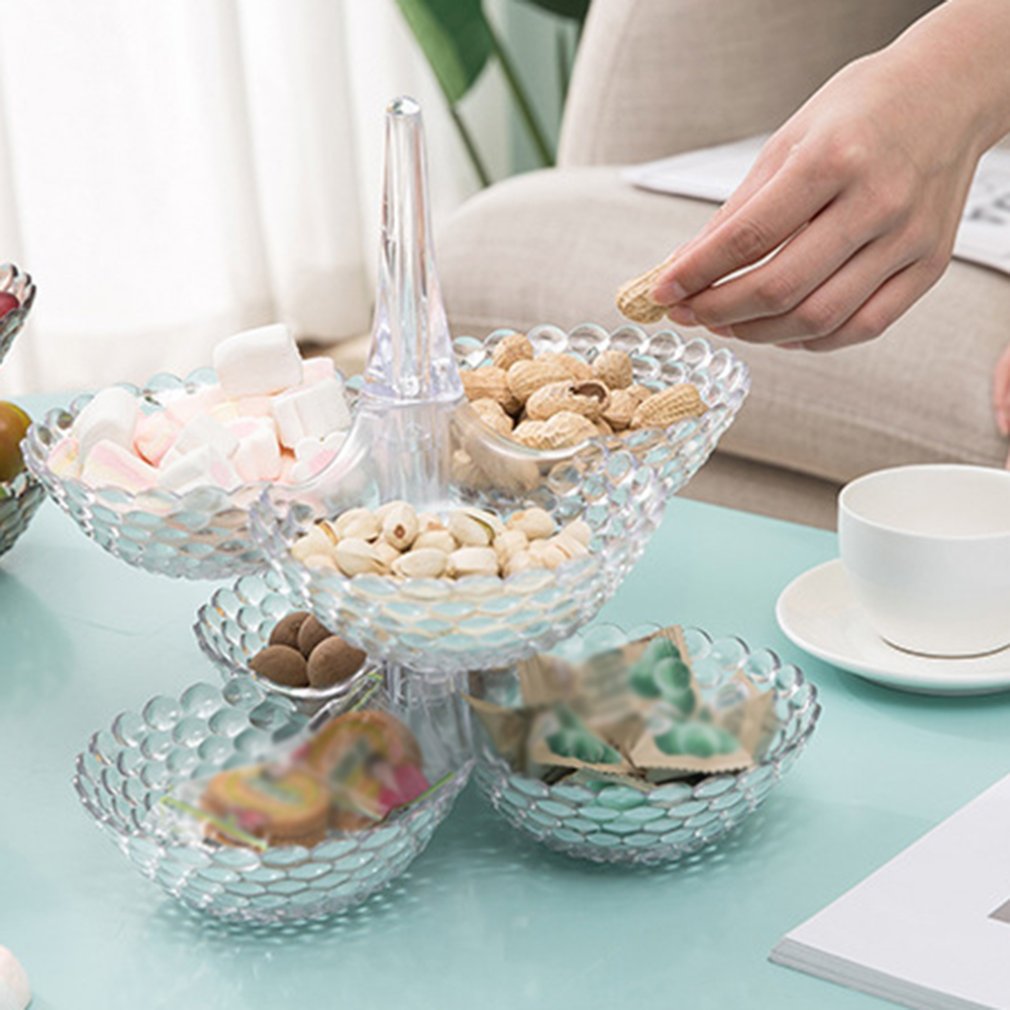 Multi-Layered Fruit Tray Dessert Plate Living Room Coffee Table Home Candy Tray Plastic Dried Fruit Box