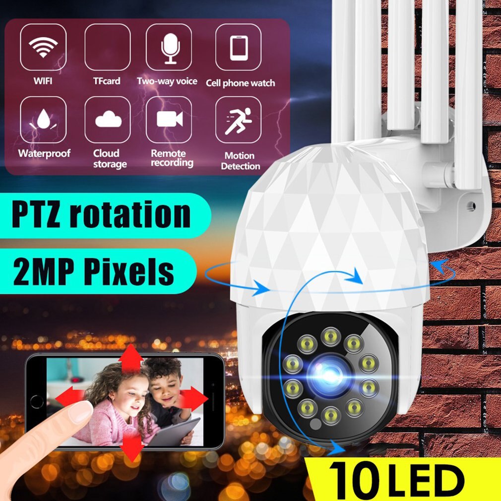 10LED 360 Degree Wireless Ptz Outdoor Waterproof Dome Camera Security Network Wifi Hd Surveillance Camera