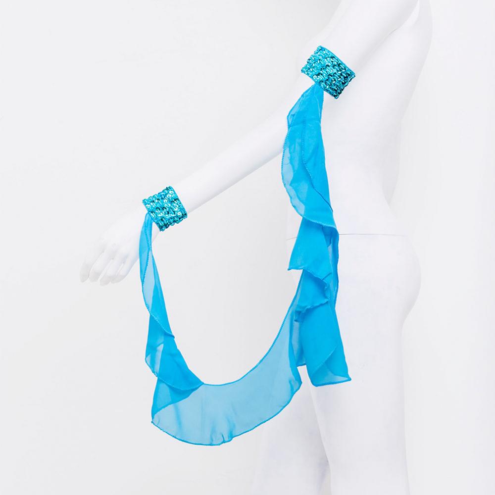 Belly Dance Costume for women belly dancing Accessories Arm Sleeves Wrist Adjustable Chiffon Sleeve Sequins Armbands 3151: Blue