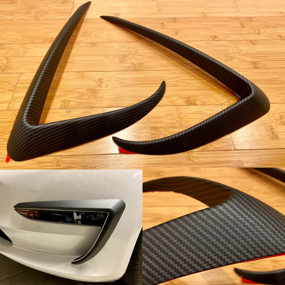 Heenvn framklinga för tesla modell 3 tillbehör abs kolfiber svart vit biltillbehör modell 3 modell tre: Matt kol abs
