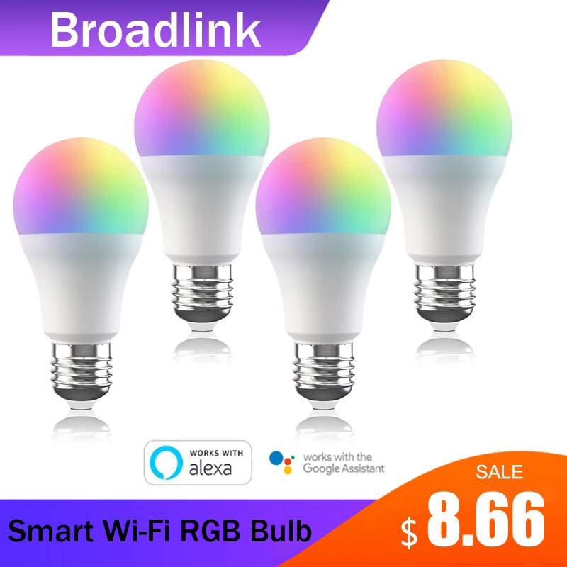 Broadlink LB27 R1 Smart Wifi Gloeilamp E27 10W Rgb Led Gloeilamp Voor Smart Home Compatibel Met Alexa google 1/2/3/4 Pcs