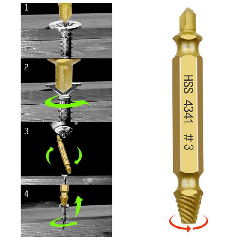 HHS Double Ended Screw Extractor Damaged Screw Extractor Drill Bit Extractor Drill Set Broken Speed Out Bolt Extractor Bolt Stud