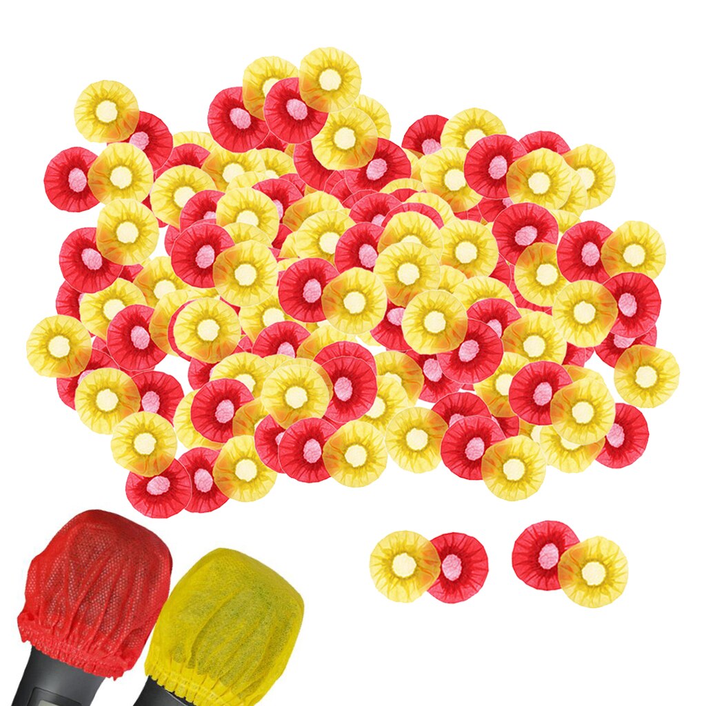 Disposable Microphone Sanitary Windscreen, 200 Pcs Clean, No-Odor Mic Covers Perfect Replacement for Most Handheld Microphones: Yellow Red