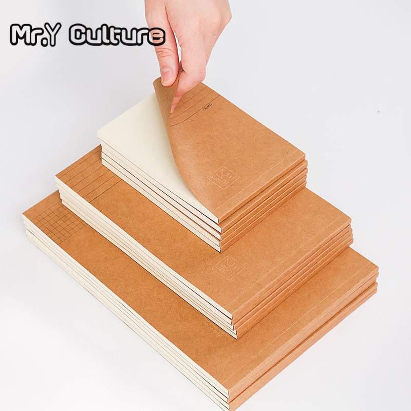 Cuaderno Bloc de notas grande universidad estudiantes cuadrícula Horizontal en blanco cuero de vaca borrador cuaderno de ejercicios papelería