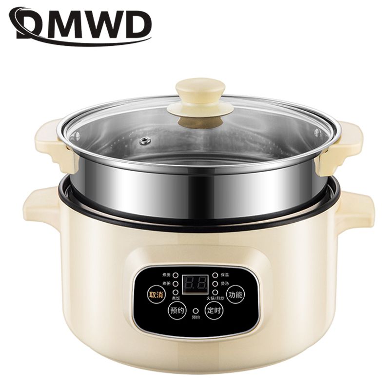 DMWD Mini Electric Multicooker Breakfast Maker Noodles Pasta Cooker Pot Porridge Soup Cooking Pot For 1-3 People 220V