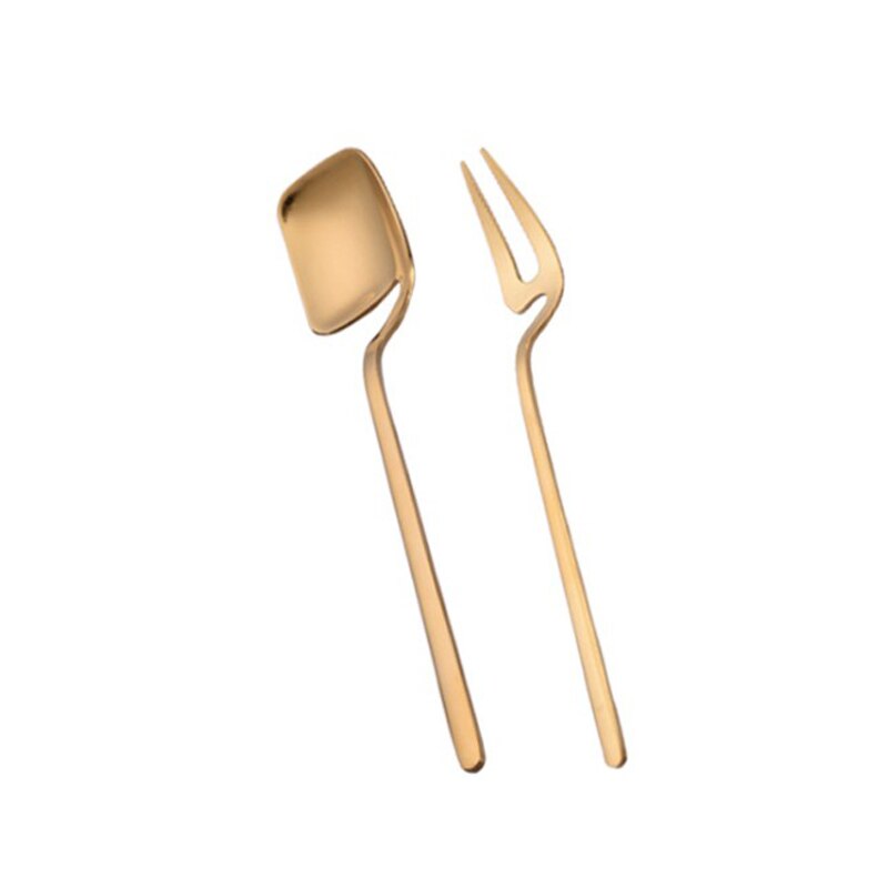 Luxury Stainless Steel Gold Cake Dessert Forks Lovely Mini Fork Used For Cake in Party Snail Fork Restaurant Fruit Fork: Gold