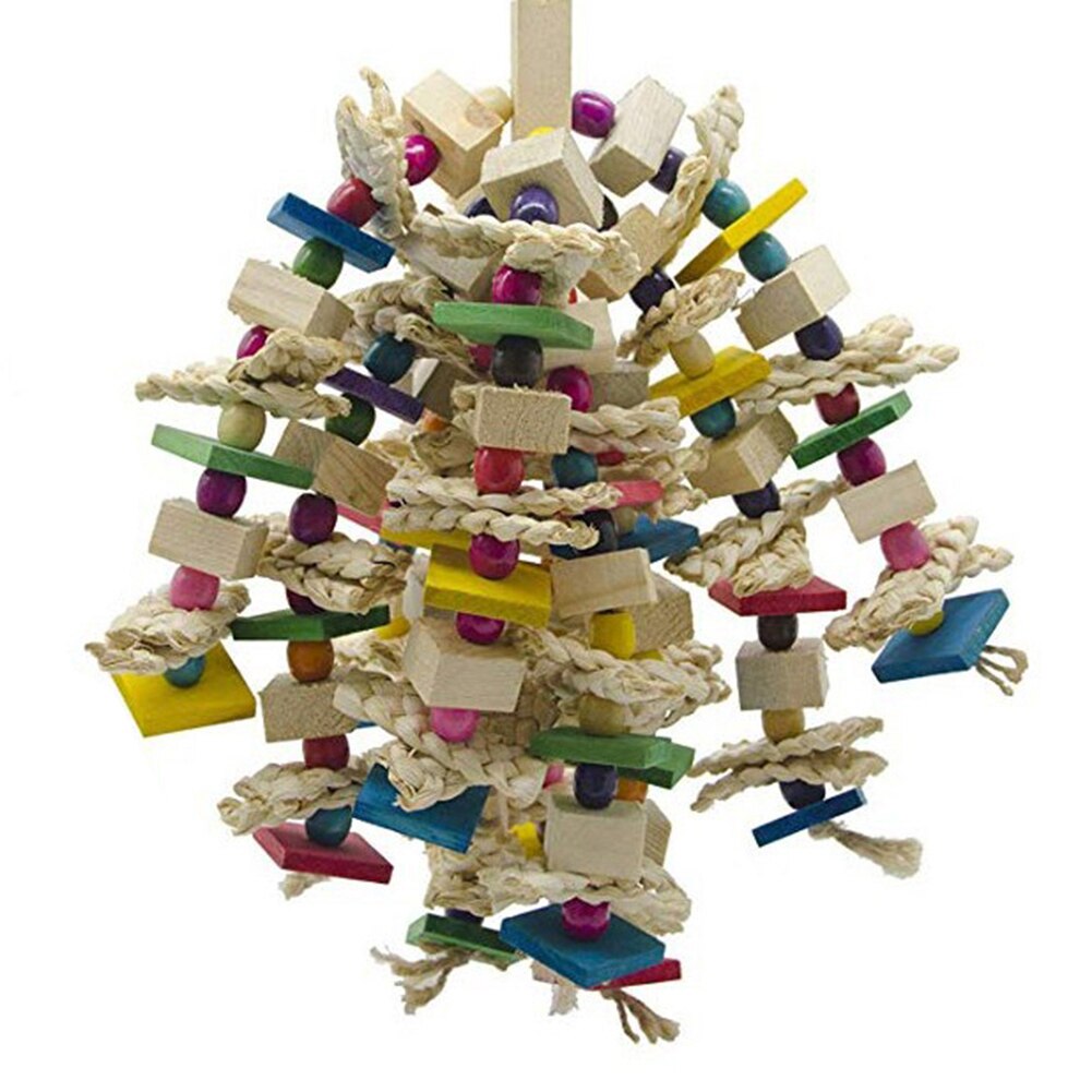 Large Parrot Chewing Toy - Bird Parrot Blocks Knots Tearing Toy Bird Cage Bite Toy For African Grey Macaws Cockatoos