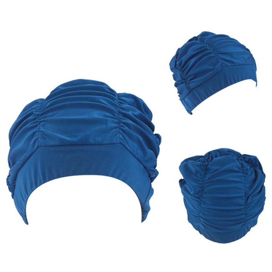 Zwemmen Hoed Vrouwen Unisex Haar Badmuts Badmuts Stretch Drape Waterdichte Flexibele Badmuts Oor Beschermen Lang Haar
